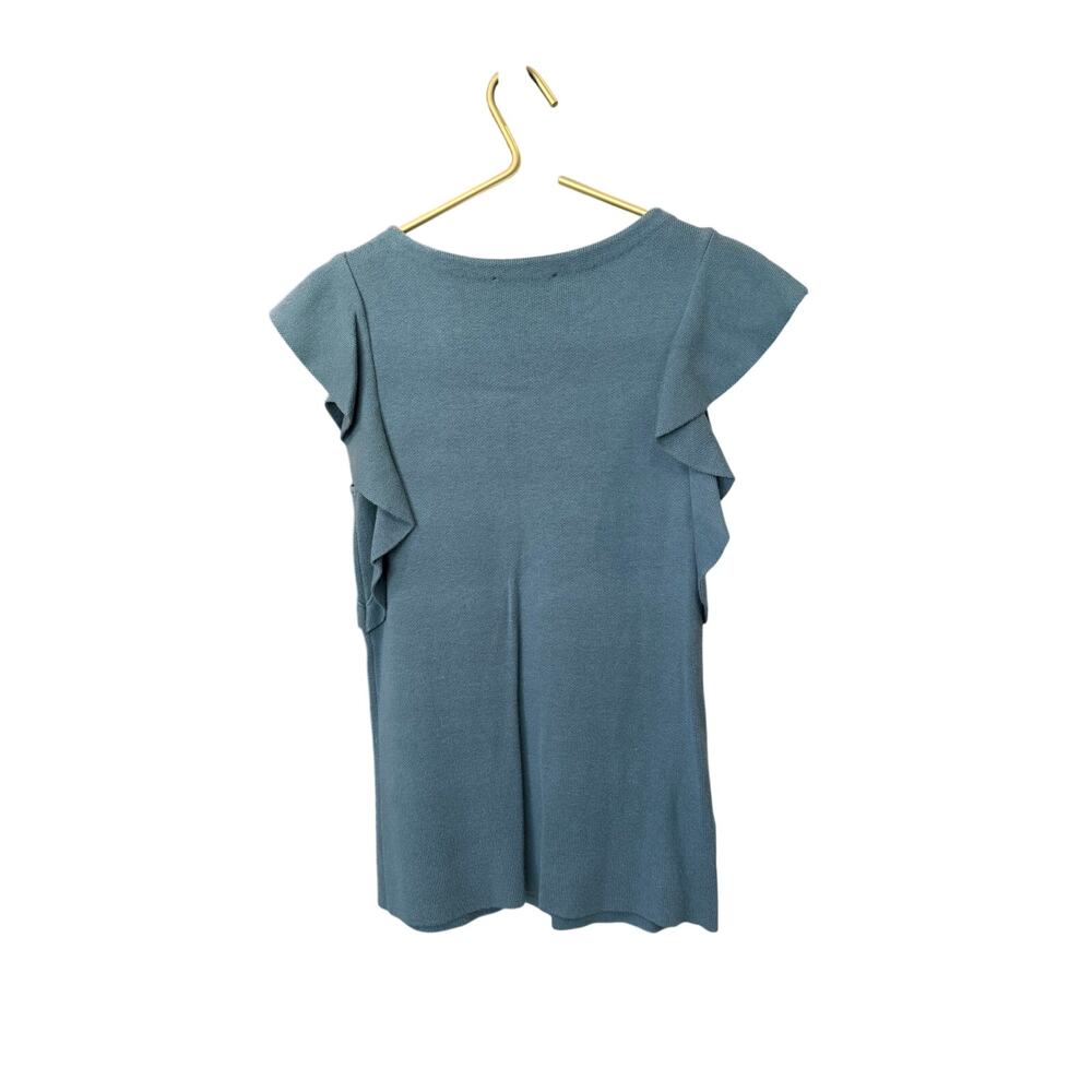 Ann Taylor Flutter Sleeve Sweater Teal Blue‑Green Women’s M EUC - Picture 4 of 5